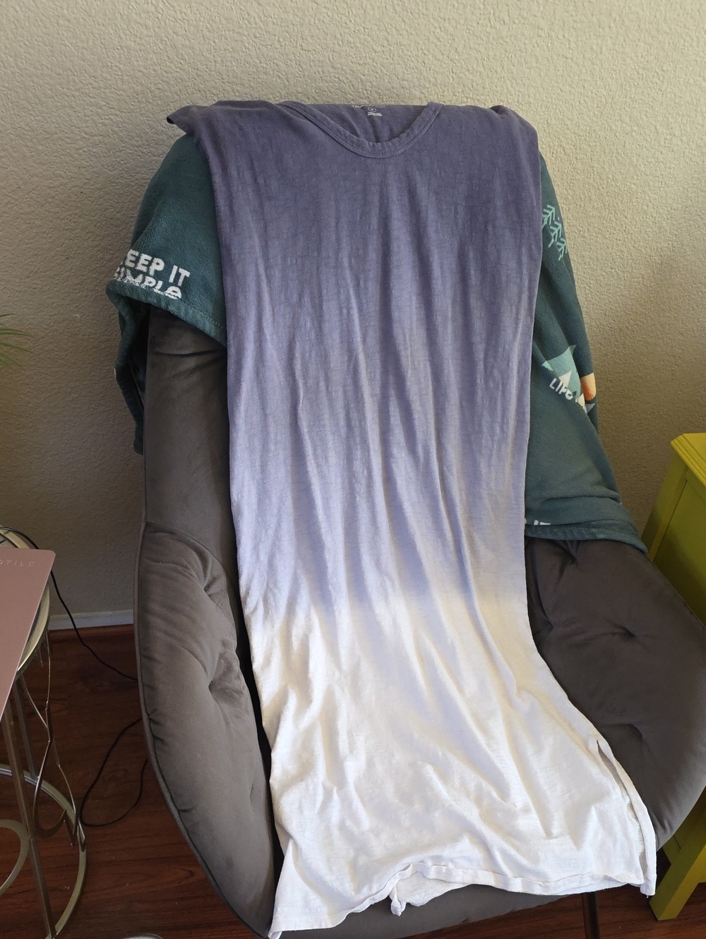 Ombre Purple to White T-Shirt Dress